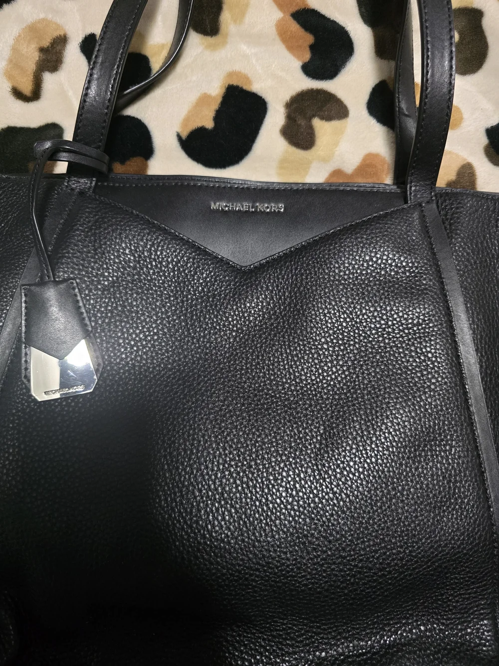 MICHAEL KORS Black Pebbled Leather Tote Bag